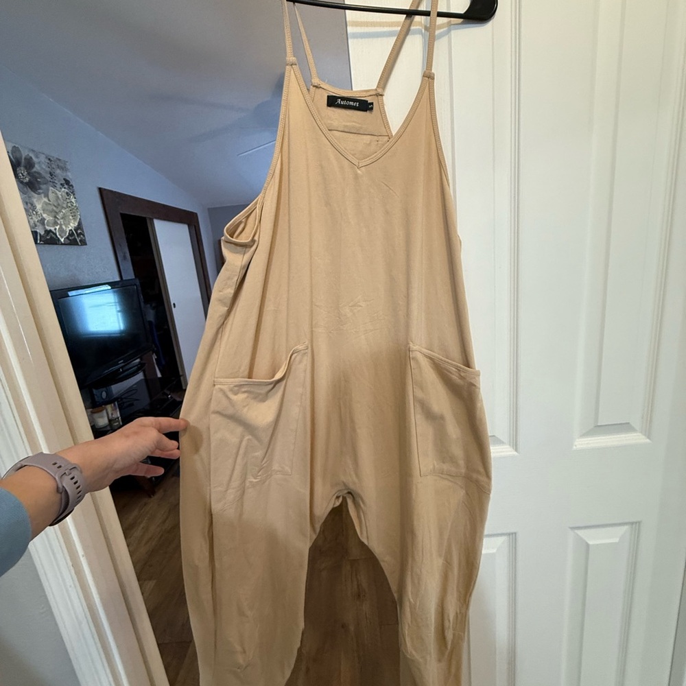 Beige Jumpsuit with Pockets